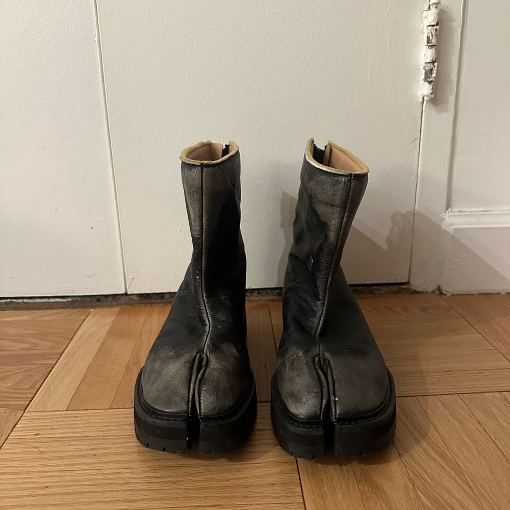 Maison Martin Margiela Black Leather Distressed Boots